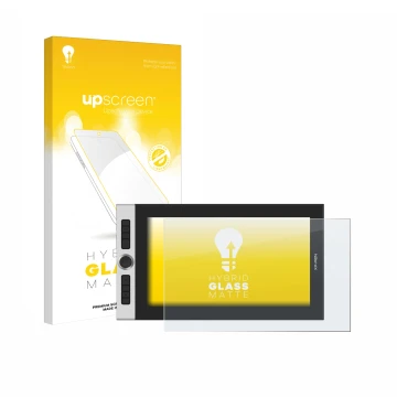 Parte frontale di una confezione del prodotto con il logo del marchio upscreen. Accanto è raffigurato il dispositivo XP-Pen In