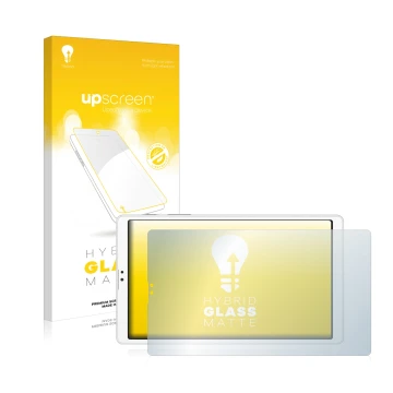 Parte frontale di una confezione del prodotto con il logo del marchio upscreen. Accanto è raffigurato il dispositivo Samsung G
