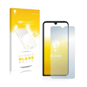 Parte frontale di una confezione del prodotto con il logo del marchio upscreen. Accanto è raffigurato il dispositivo Motorola 