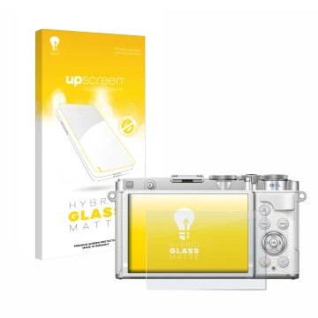 Parte frontale di una confezione del prodotto con il logo del marchio upscreen. Accanto è raffigurato il dispositivo Olympus P