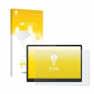 Parte frontale di una confezione del prodotto con il logo del marchio upscreen. Accanto è raffigurato il dispositivo Lenovo Yo