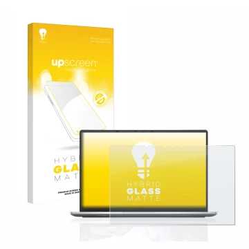 Parte frontale di una confezione del prodotto con il logo del marchio upscreen. Accanto è raffigurato il dispositivo Dell Lati