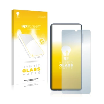 Parte frontale di una confezione del prodotto con il logo del marchio upscreen. Accanto è raffigurato il dispositivo Samsung G