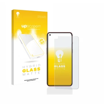 Parte frontale di una confezione del prodotto con il logo del marchio upscreen. Accanto è raffigurato il dispositivo OnePlus N