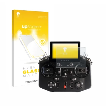 Parte frontale di una confezione del prodotto con il logo del marchio upscreen. Accanto è raffigurato il dispositivo FrSky Tan