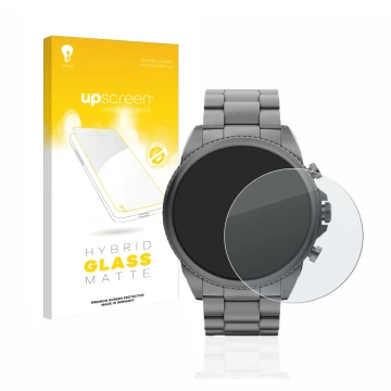 Parte frontale di una confezione del prodotto con il logo del marchio upscreen. Accanto è raffigurato il dispositivo Fossil Ge