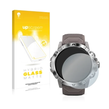 Parte frontale di una confezione del prodotto con il logo del marchio upscreen. Accanto è raffigurato il dispositivo Coros Ver