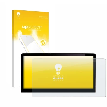 Parte frontale di una confezione del prodotto con il logo del marchio upscreen. Accanto è raffigurato il dispositivo Skoda Eny