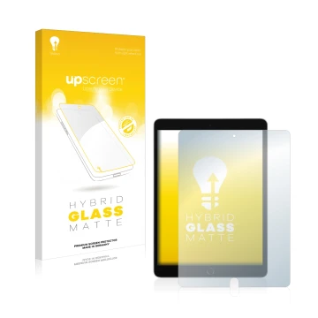 Parte frontale di una confezione del prodotto con il logo del marchio upscreen. Accanto è raffigurato il dispositivo Apple iPa