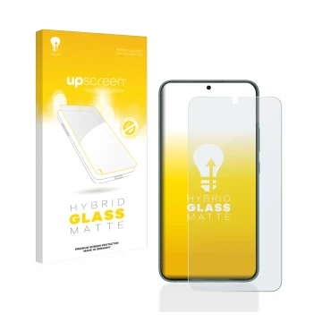 Parte frontale di una confezione del prodotto con il logo del marchio upscreen. Accanto è raffigurato il dispositivo Samsung G