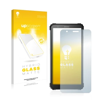 Parte frontale di una confezione del prodotto con il logo del marchio upscreen. Accanto è raffigurato il dispositivo Blackview