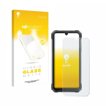 Parte frontale di una confezione del prodotto con il logo del marchio upscreen. Accanto è raffigurato il dispositivo Blackview
