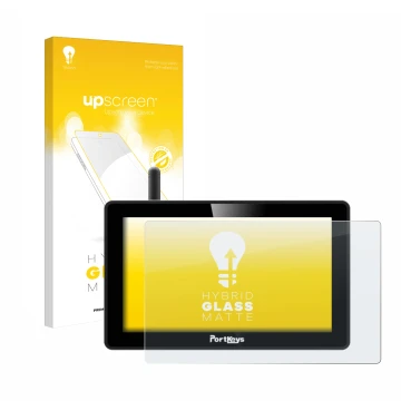 Parte frontale di una confezione del prodotto con il logo del marchio upscreen. Accanto è raffigurato il dispositivo Portkeys 