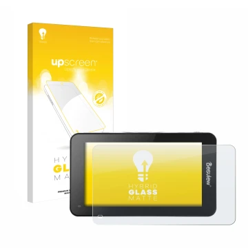 Parte frontale di una confezione del prodotto con il logo del marchio upscreen. Accanto è raffigurato il dispositivo Desview R