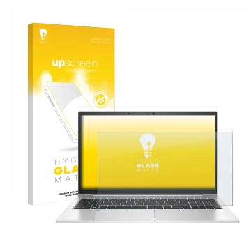 Parte frontale di una confezione del prodotto con il logo del marchio upscreen. Accanto è raffigurato il dispositivo HP EliteB