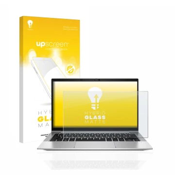 Parte frontale di una confezione del prodotto con il logo del marchio upscreen. Accanto è raffigurato il dispositivo HP EliteB
