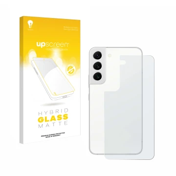 Parte frontale di una confezione del prodotto con il logo del marchio upscreen. Accanto è raffigurato il dispositivo Samsung G