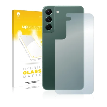 Parte frontale di una confezione del prodotto con il logo del marchio upscreen. Accanto è raffigurato il dispositivo Samsung G