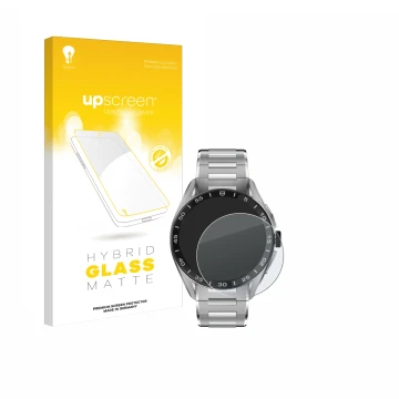 Parte frontale di una confezione del prodotto con il logo del marchio upscreen. Accanto è raffigurato il dispositivo TAG Heuer