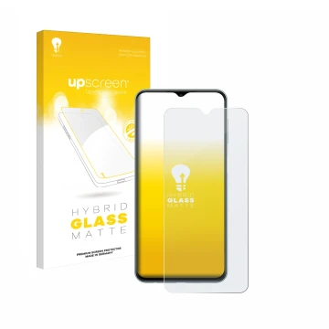 Parte frontale di una confezione del prodotto con il logo del marchio upscreen. Accanto è raffigurato il dispositivo Samsung G