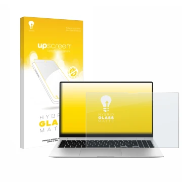 Parte frontale di una confezione del prodotto con il logo del marchio upscreen. Accanto è raffigurato il dispositivo Samsung G