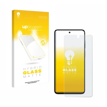 Parte frontale di una confezione del prodotto con il logo del marchio upscreen. Accanto è raffigurato il dispositivo Motorola 