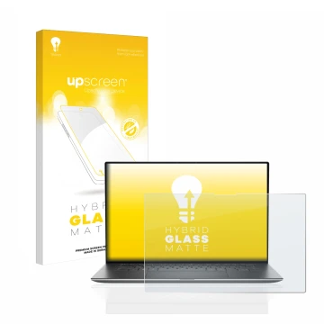 Parte frontale di una confezione del prodotto con il logo del marchio upscreen. Accanto è raffigurato il dispositivo Dell Prec