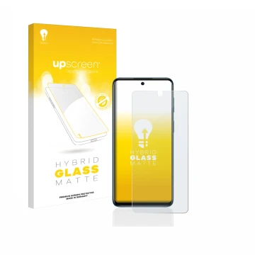 Parte frontale di una confezione del prodotto con il logo del marchio upscreen. Accanto è raffigurato il dispositivo Motorola 