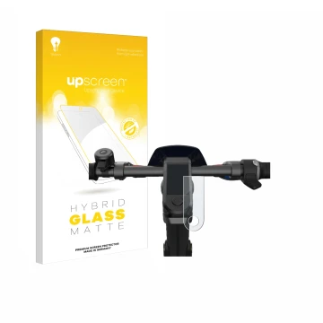 Parte frontale di una confezione del prodotto con il logo del marchio upscreen. Accanto è raffigurato il dispositivo NIU KQi3 