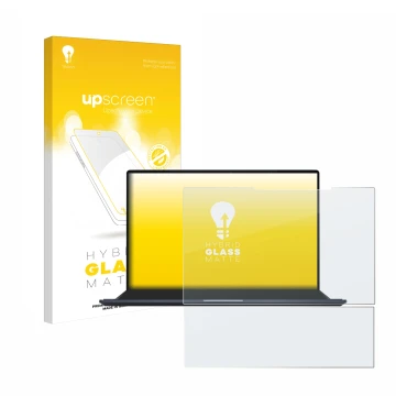 Parte frontale di una confezione del prodotto con il logo del marchio upscreen. Accanto è raffigurato il dispositivo ASUS ZenB