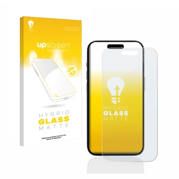 Parte frontale di una confezione del prodotto con il logo del marchio upscreen. Accanto è raffigurato il dispositivo Apple iPh