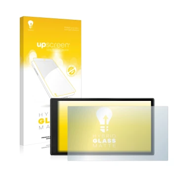 Parte frontale di una confezione del prodotto con il logo del marchio upscreen. Accanto è raffigurato il dispositivo Garmin Dr