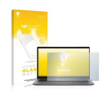 Parte frontale di una confezione del prodotto con il logo del marchio upscreen. Accanto è raffigurato il dispositivo Dell Lati