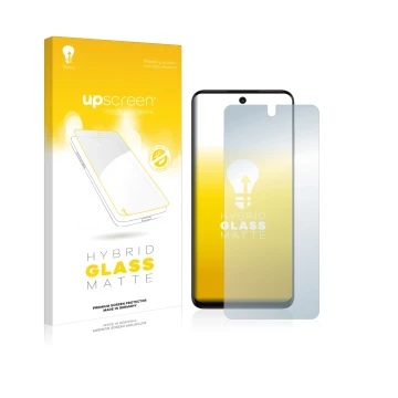 Parte frontale di una confezione del prodotto con il logo del marchio upscreen. Accanto è raffigurato il dispositivo Motorola 