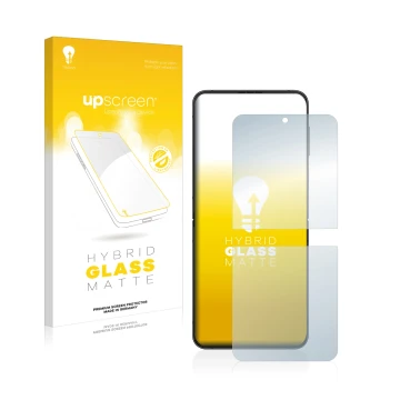 Parte frontale di una confezione del prodotto con il logo del marchio upscreen. Accanto è raffigurato il dispositivo Samsung G