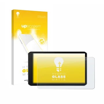 Parte frontale di una confezione del prodotto con il logo del marchio upscreen. Accanto è raffigurato il dispositivo Garmin Dr