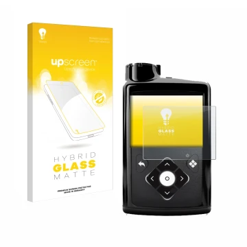 Parte frontale di una confezione del prodotto con il logo del marchio upscreen. Accanto è raffigurato il dispositivo Medtronic