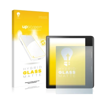 Parte frontale di una confezione del prodotto con il logo del marchio upscreen. Accanto è raffigurato il dispositivo Tolino Ep