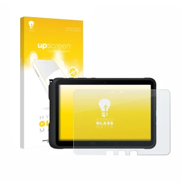 Parte frontale di una confezione del prodotto con il logo del marchio upscreen. Accanto è raffigurato il dispositivo Samsung G