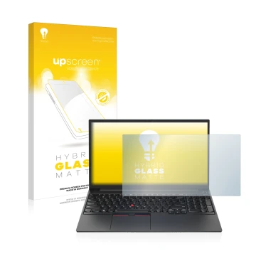 Parte frontale di una confezione del prodotto con il logo del marchio upscreen. Accanto è raffigurato il dispositivo Lenovo Th
