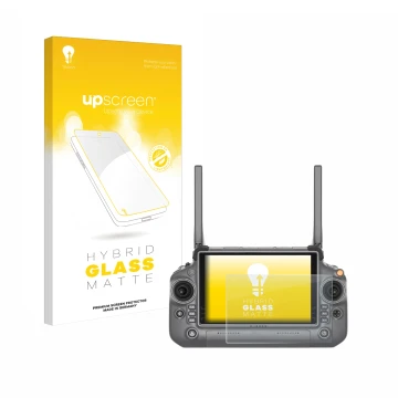 Parte frontale di una confezione del prodotto con il logo del marchio upscreen. Accanto è raffigurato il dispositivo DJI RC Pl