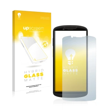 Parte frontale di una confezione del prodotto con il logo del marchio upscreen. Accanto è raffigurato il dispositivo Zebra TC5