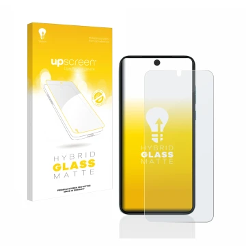 Parte frontale di una confezione del prodotto con il logo del marchio upscreen. Accanto è raffigurato il dispositivo Motorola 