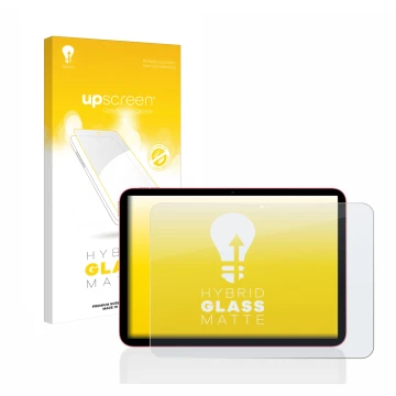 Parte frontale di una confezione del prodotto con il logo del marchio upscreen. Accanto è raffigurato il dispositivo Apple iPa