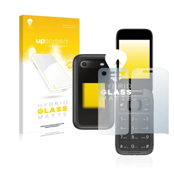 Parte frontale di una confezione del prodotto con il logo del marchio upscreen. Accanto è raffigurato il dispositivo Nokia 266