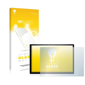 Parte frontale di una confezione del prodotto con il logo del marchio upscreen. Accanto è raffigurato il dispositivo Dell XPS 