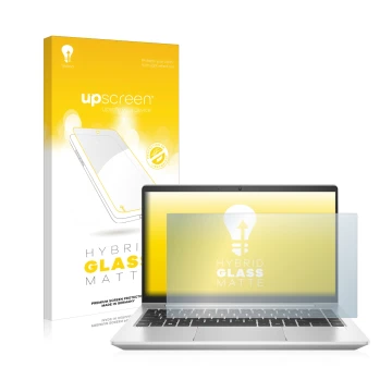 Parte frontale di una confezione del prodotto con il logo del marchio upscreen. Accanto è raffigurato il dispositivo HP ProBoo