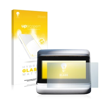 Parte frontale di una confezione del prodotto con il logo del marchio upscreen. Accanto è raffigurato il dispositivo Tesla Mod