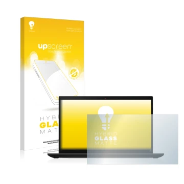 Parte frontale di una confezione del prodotto con il logo del marchio upscreen. Accanto è raffigurato il dispositivo Lenovo Th