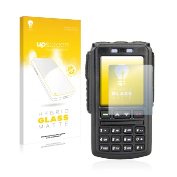 Parte frontale di una confezione del prodotto con il logo del marchio upscreen. Accanto è raffigurato il dispositivo AnyTone B